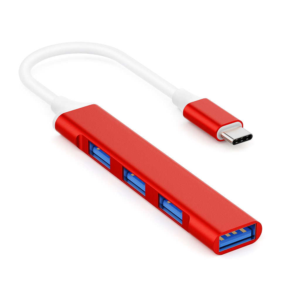 USB C Adapter Hub with 4 Ports: 1 USB 3.0 + 3 USB 2.0 (Royal Blue)
